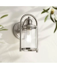 John Timberland Avani Rustic Farmhouse Outdoor Wall Light Fixture Brushed Nickel 10 1/4" Clear Glass for Exterior Barn Deck House Porch Yard Pati