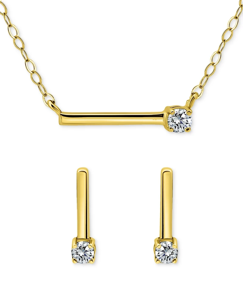 Giani Bernini Cubic Zirconia Bar Statement Necklace & Drop Earrings Set 18k Gold over Sterling Silver (also Silver), Exclusively at Mac