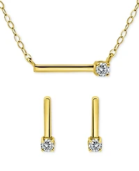 Giani Bernini Cubic Zirconia Bar Statement Necklace & Drop Earrings Set 18k Gold over Sterling Silver (also Silver), Exclusively at Mac