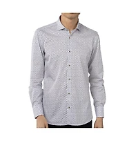 Luchiano Visconti Men's White Tiny Petal Jacquard Shirt