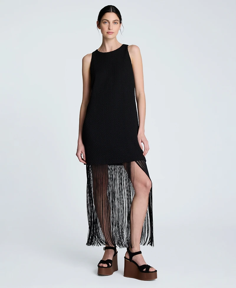 Kenneth Cole Women's Fringe-Hem Mini Sleeveless Shift Dress