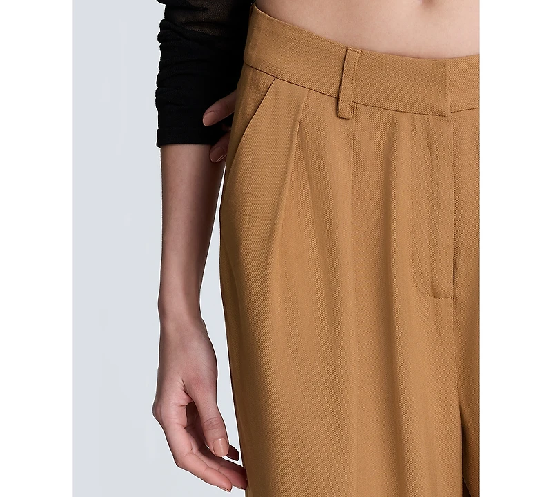 Kenneth Cole Women's High Rise Double-Pleat Wide-Leg Pants