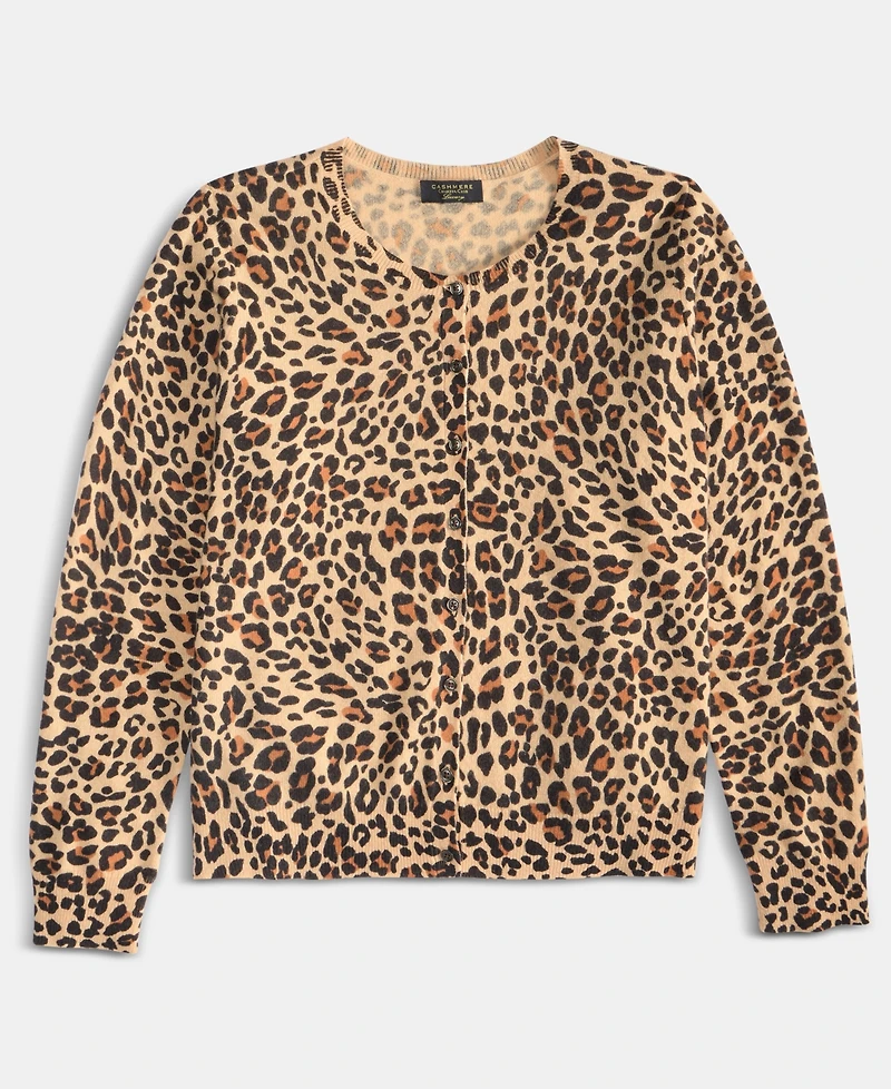 Charter Club Plus Classic Spots 100% Cashmere Button-Front Cardigan, Macy's Exclusive