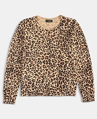Charter Club Plus Classic Spots 100% Cashmere Button-Front Cardigan, Macy's Exclusive