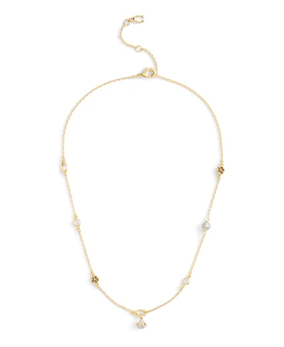 Coach Faux Stone Signature Heritage Cultivated Pearl Charm Strand Necklace