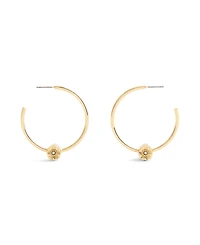 Coach Faux Stone Signature Tea Rose Medium Hoop Earrings
