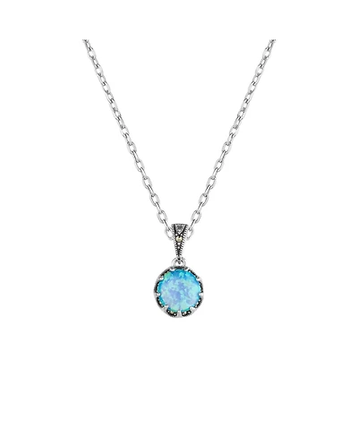 Spero London Round Opal High Quality Sterling Silver Pendant Necklace