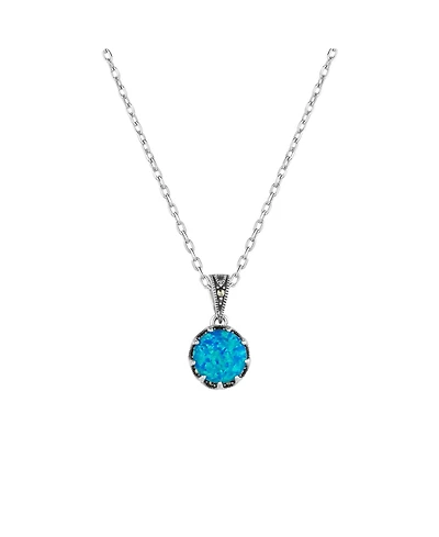 Spero London Round Opal High Quality Sterling Silver Pendant Necklace