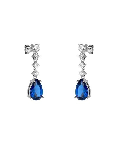 Spero London Pear Shape Sapphire Color Sterling Silver Drop Earrings