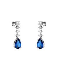 Spero London Pear Shape Sapphire Color Sterling Silver Drop Earrings