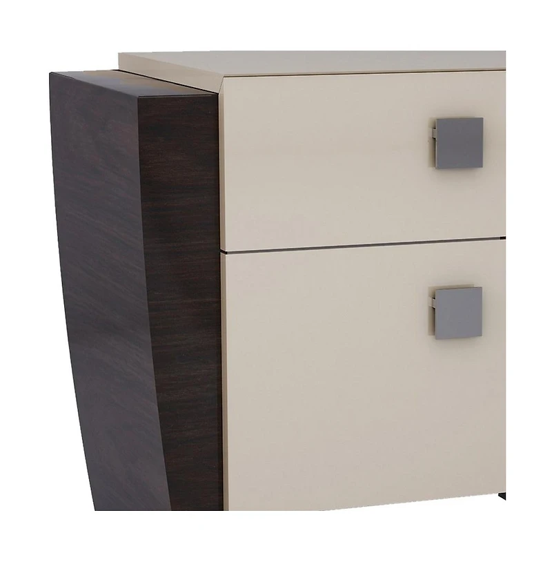 Two-Drawer Mirrored Nightstand with Ample Storage and Wood Construction