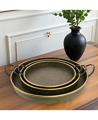 Versatile 3-Piece Round Tin Tray Set with Handles for All Settings