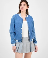 Madden Girl Juniors' Denim Bomber Jacket