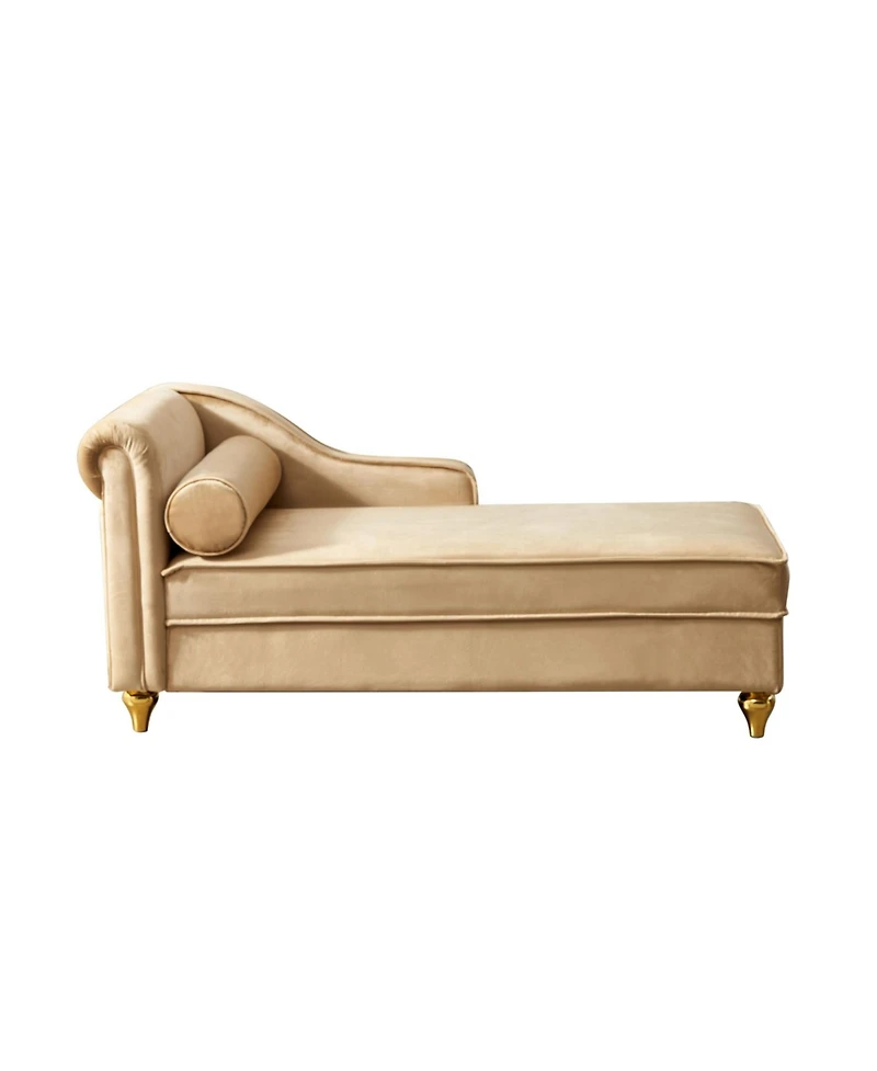Streamdale Modern Upholstery Chaise Lounge Chair With Storage Velvet (Khaki)