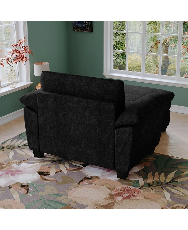 Streamdale 51" Black Chenille Chaise Lounge with Ottoman & Storage