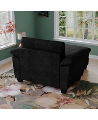 Streamdale 51" Black Chenille Chaise Lounge with Ottoman & Storage