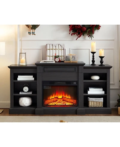 Streamdale Furniture Modern Media Console with 23" Fireplace Insert, for TVs Up to 70", Storage Cabinet