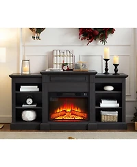 Streamdale Furniture Modern Media Console with 23" Fireplace Insert, for TVs Up to 70", Storage Cabinet