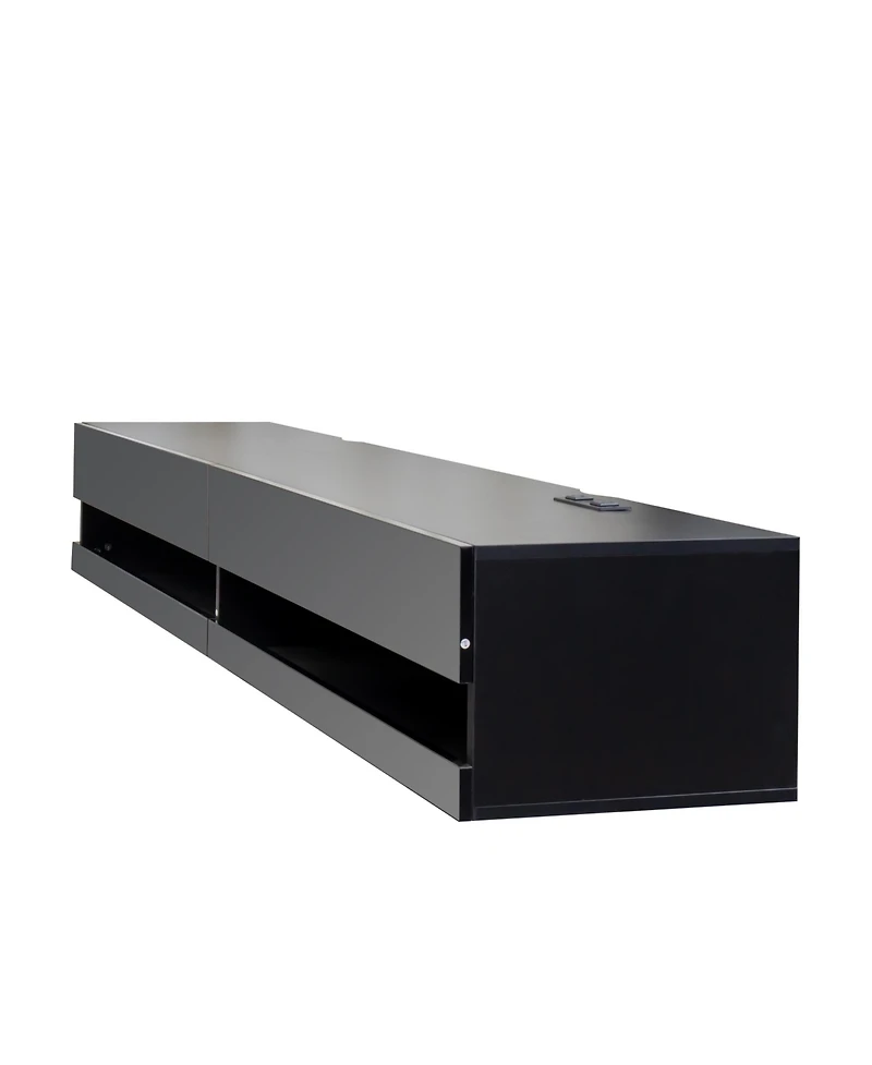 Streamdale 180 Wall Mounted Floating 80" Tv Stand with 20 Color LEDs and Charging Station