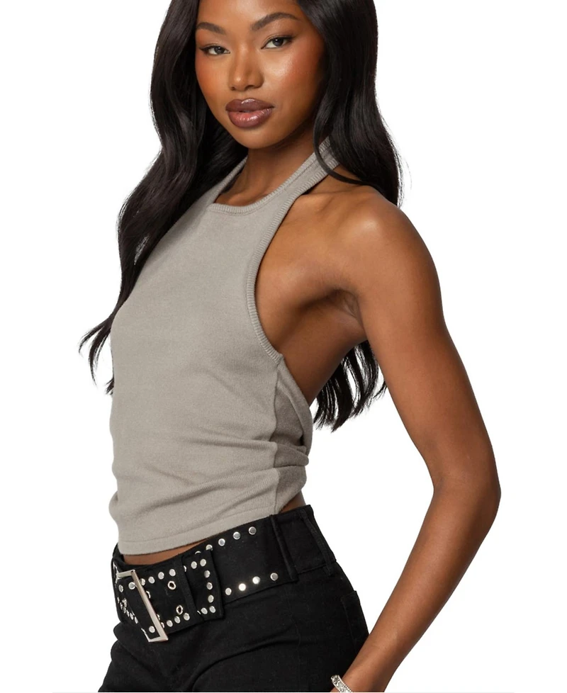 Edikted Women's Twister Backless Knit Halter Top