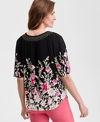 Jm Collection Women's Printed Scoop-Neck Top, Exclusively at Macy's