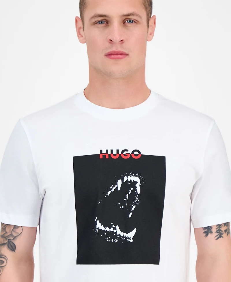 Hugo by Boss Men's Dobero Short Sleeve Crewneck Dog Fangs Graphic T-Shirt