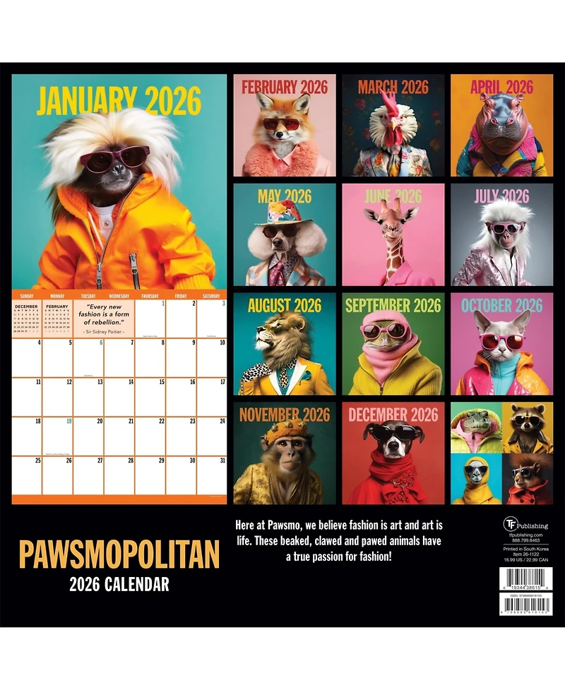 2026 Pawsmopolitan Wall Calendar