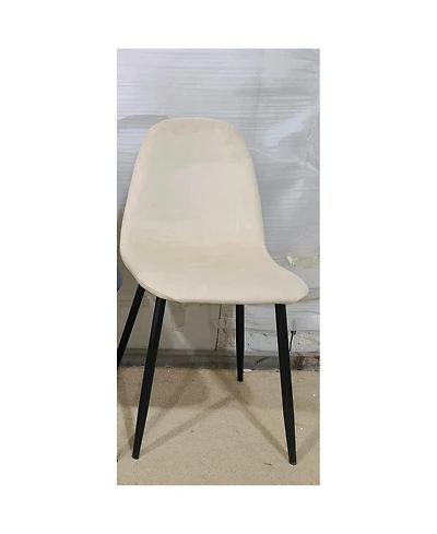 Streamdale Furniture Set of 4 Modern Velvet Dining Chairs with Black Metal Legs (Beige)