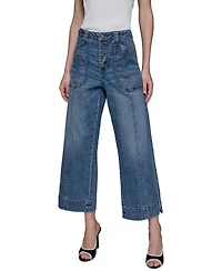Karl Lagerfeld Paris Women's Wide-Leg Cropped Denim Jeans