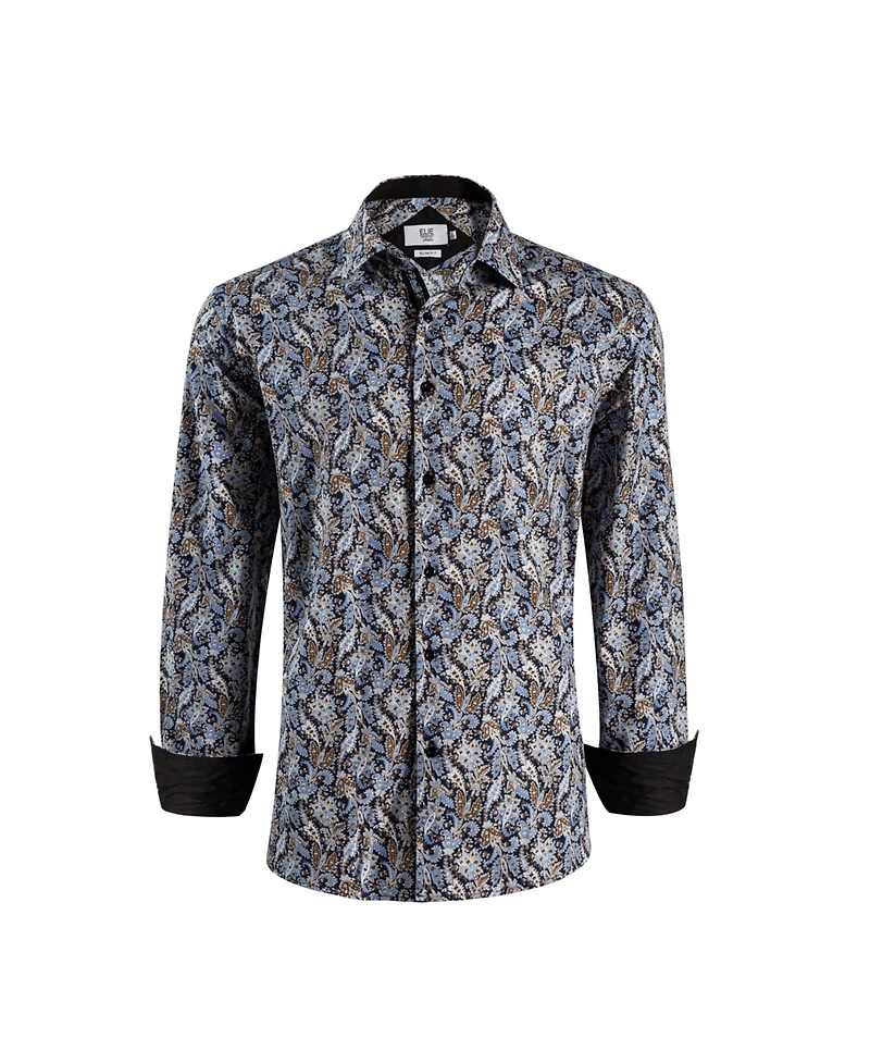 Elie Balleh Big Boys Navy Paisley Sport Slim Fit Shirt