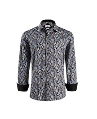 Elie Balleh Big Boys Navy Paisley Sport Slim Fit Shirt