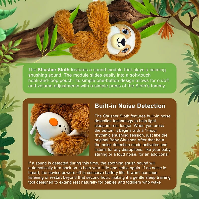Baby Shusher Sloth & 2-Pack Shushies