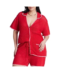 Eloquii Women's Plus Crochet Sweater Tee