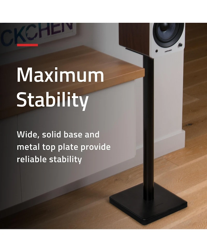Fluance Floor Speaker Stands for Surround Sound and Bookshelf Speakers with Solid Construction, Adjustable Floor Spikes, Rubber Isolation Feet
