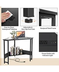Triangle Computer Corner Desk with Charging Station