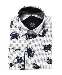 Elie Balleh Big Boys White Floral Print Slim Fit Short Sleeve Shirt