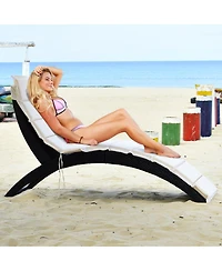 Gymax Foldable Rattan Wicker Chaise Lounge Chair w/ Cushion Patio Outdoor