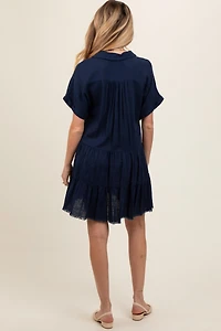 Pinkblush Maternity Navy Tiered Linen Dress