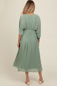 Pinkblush Maternity Black Pleated V Neck Maxi Dress