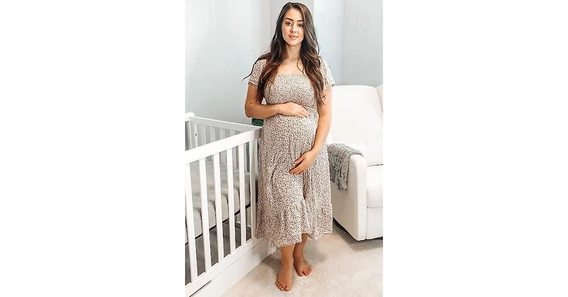 Pinkblush Maternity Ivory Floral Smocked Maxi Dress