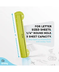 3 Hole Punch Pink, Portable Puncher for Ring Binder, Sheets Capacity, Removable Chip Tray, 10” Ruler School, Office, 1 Pc-by Enday