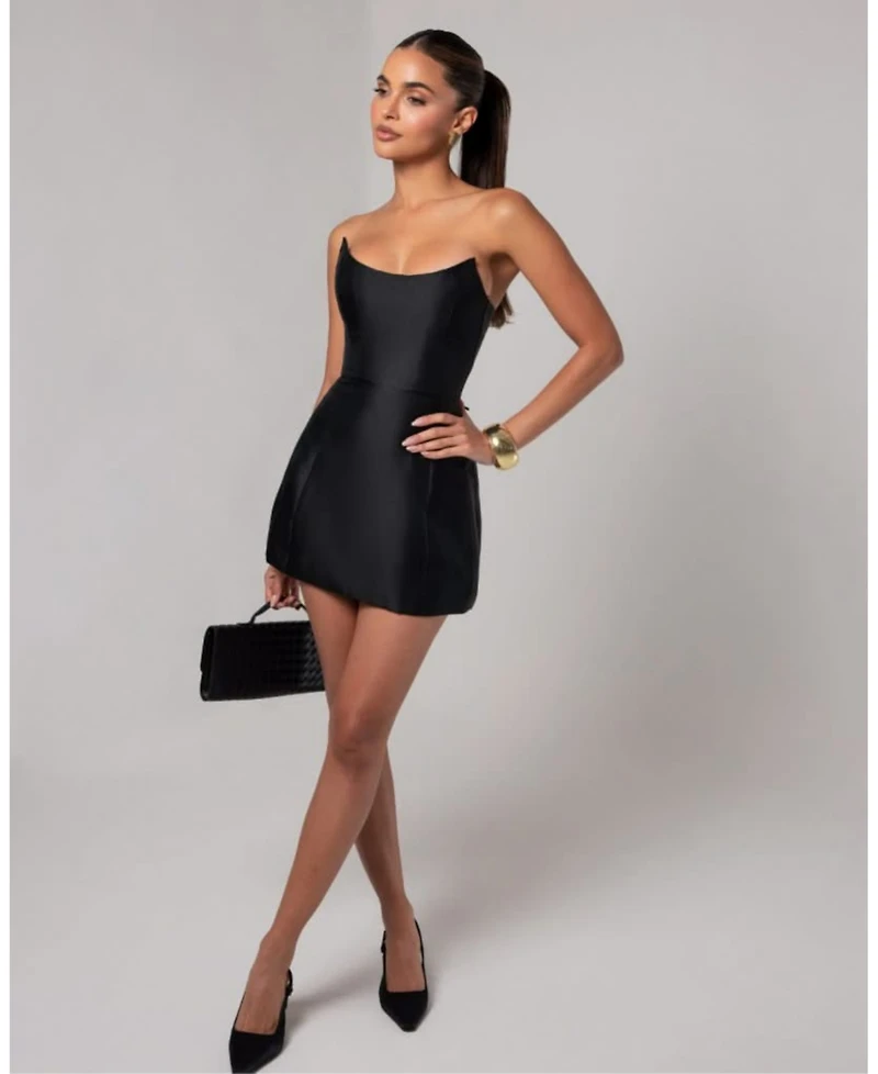 Heiress Beverly Hills Women's Strapless Sheen Corset Mini Dress
