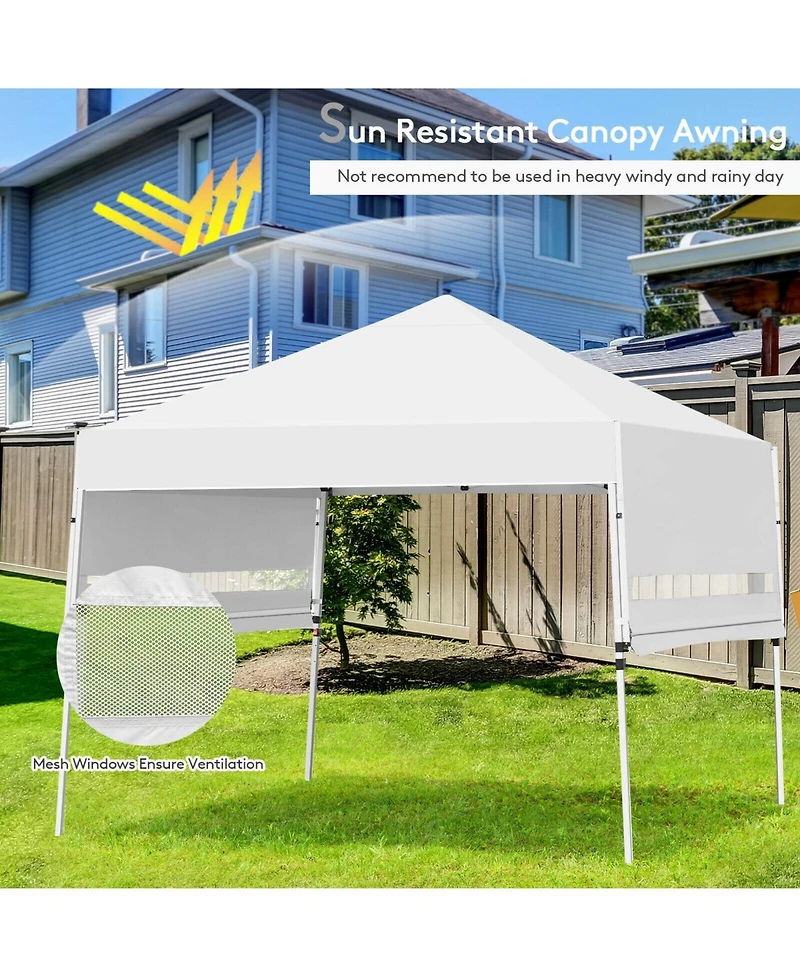 17 x 10 Feet Foldable Pop Up Canopy with Adjustable Dual Awnings