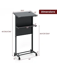 3-Position Height Adjustable Lectern Table with Tilted Tabletop