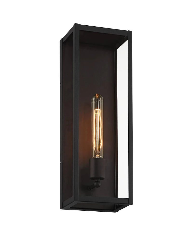 Cornell 18" High Modern Industrial Outdoor Wall Light Fixture Mount Porch House Exterior Outside Box Edison Bulb Sand Black Clear Glass Shade Fro