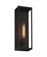 Cornell 18" High Modern Industrial Outdoor Wall Light Fixture Mount Porch House Exterior Outside Box Edison Bulb Sand Black Clear Glass Shade Fro
