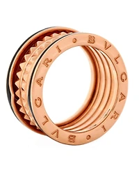 Pre-Owned Bvlgari B.Zero1 Rock Four Band Ring 18K Rose Gold and Ceramic