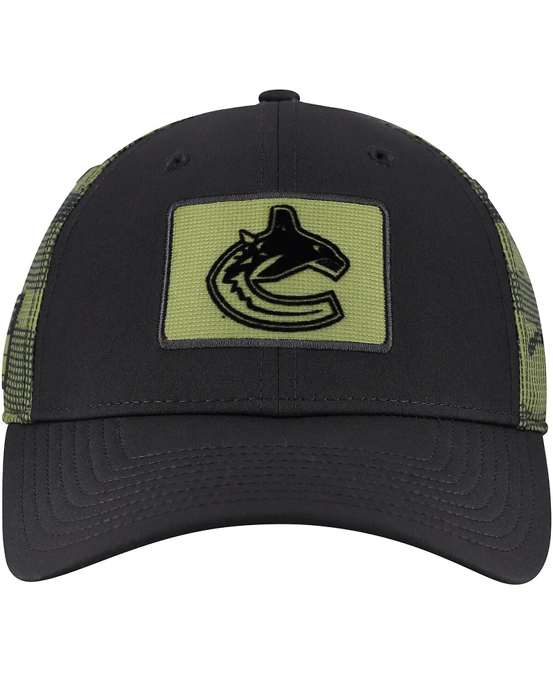 Fanatics Men's Black Vancouver Canucks Authentic Pro Military Appreciation Adjustable Hat