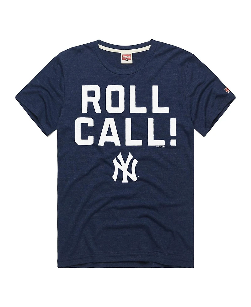 Homage Men's Navy New York Yankees Hyper Local Tri-Blend T-Shirt