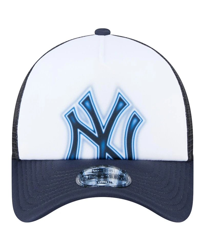New Era Toddler White/Navy New York Yankees Painted A-Frame 9FORTY Trucker Adjustable Hat